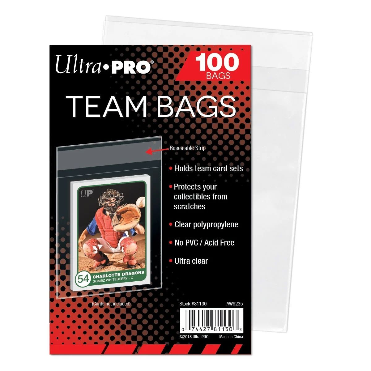 100 Team-Taschen-Kartenhüllen – Ultra Pro – transparent