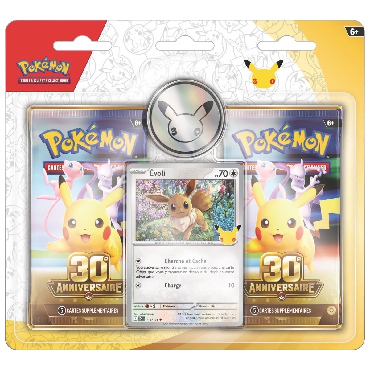 Item 30-jähriges Jubiläum – Blisterpackung mit 2 Evoli-Boostern – Pokémon – FR