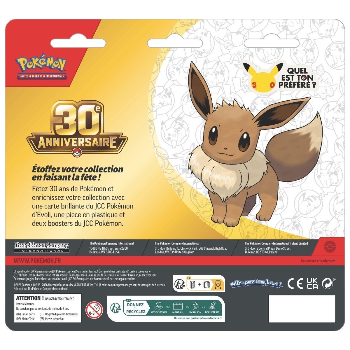 30-jähriges Jubiläum – Blisterpackung mit 2 Evoli-Boostern – Pokémon – FR