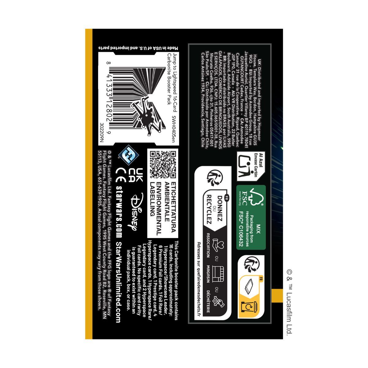 Schachtel mit 12 Karbonit-Boostern – Star Wars Unlimited – EN – Sprung zur Lichtgeschwindigkeit – SWU4