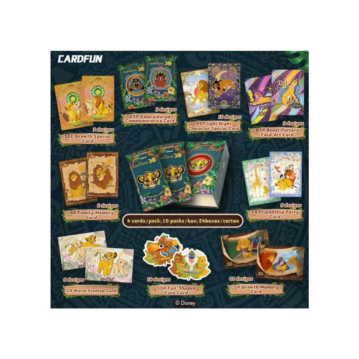 CardFun – Box mit 10 Boostern – Disney: Der König der Löwen 30. Jubiläum – EN