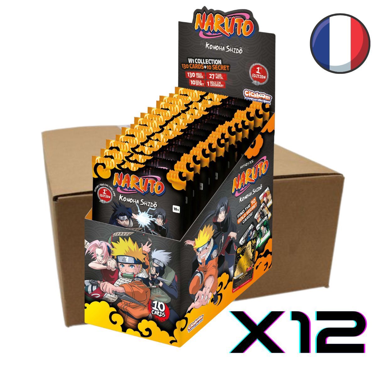 Item Kiste mit 12 Boxen à 24 Boostern – FR – Naruto Mythos TCG – Kapitel 1: Konoha Shidō – 1. Auflage