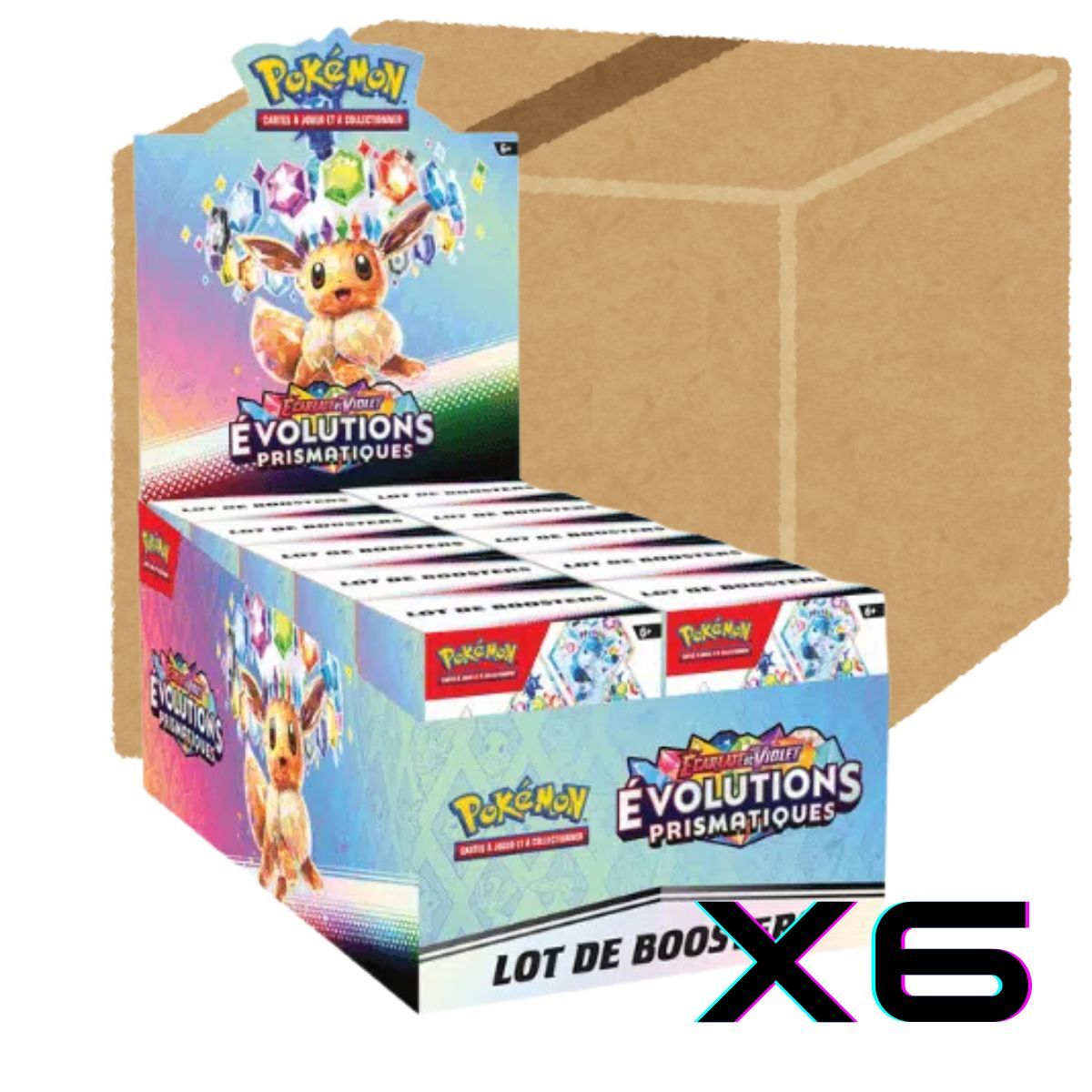 Prismatic Evolutions – Master Case mit 6 Displays mit je 10 Bundles – Pokémon – FR – [SV8.5][EV8.5]