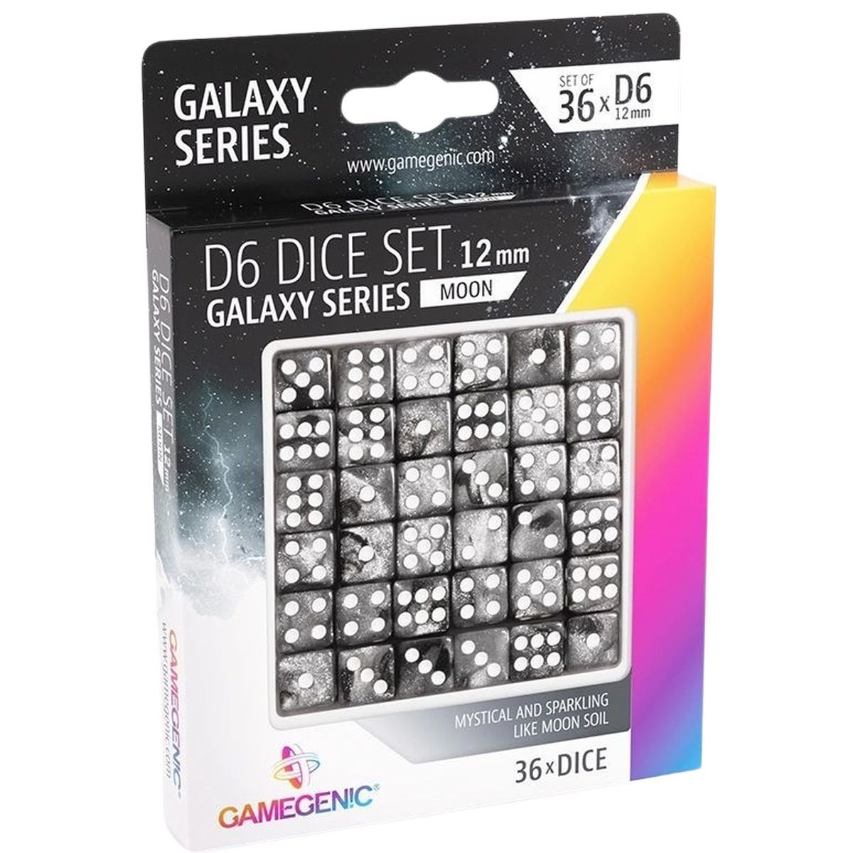 Gamegenic - Galaxy Series -Moon- Set mit 36 Würfeln von 6 - 12 mm