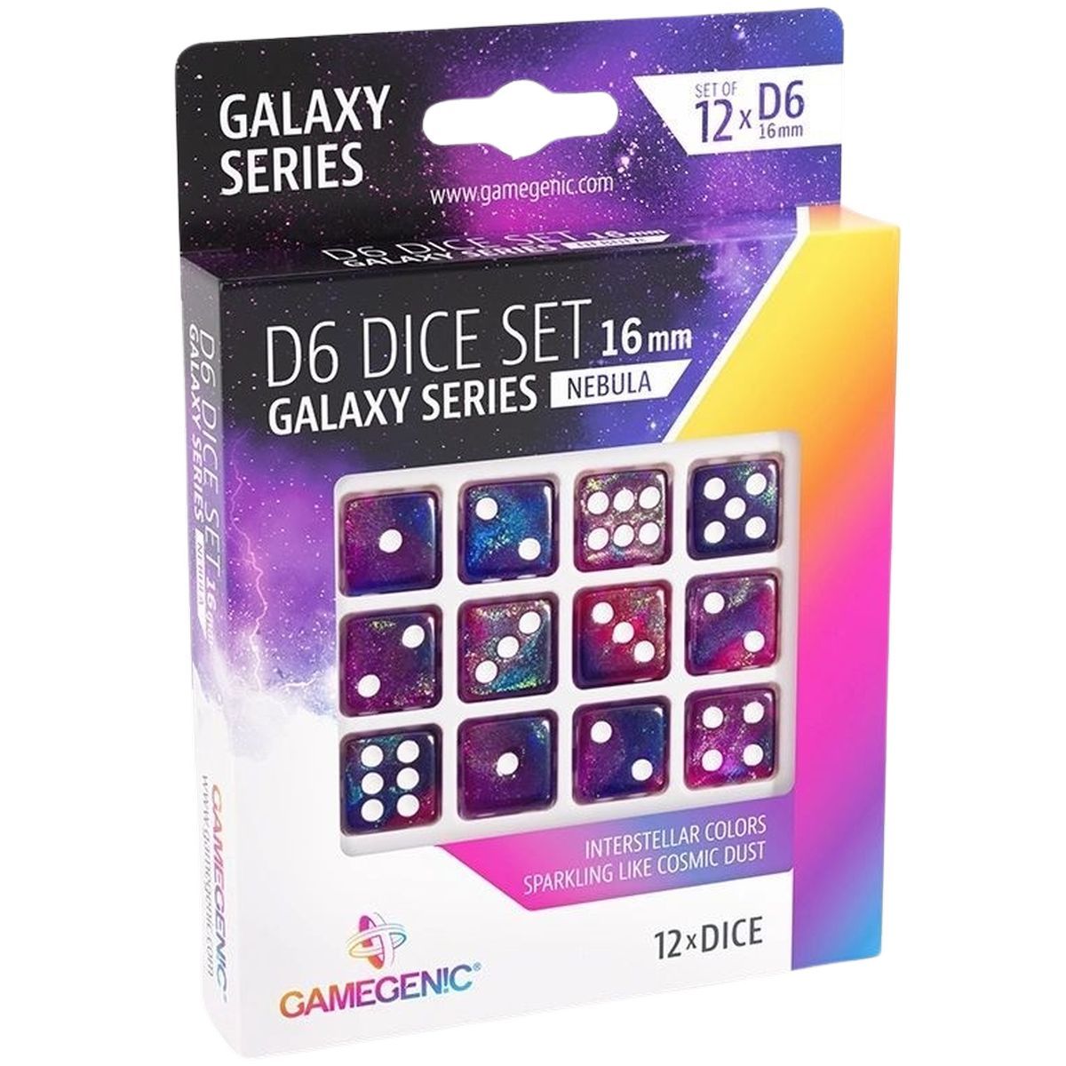 Gamegenic - Galaxy Series -Nebula- Set mit 12 Würfeln von 6 - 16 mm