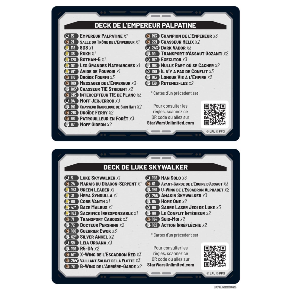 Set mit 2 Starterdecks – Ashes of the Empire – FR – Star Wars Unlimited – SWU8