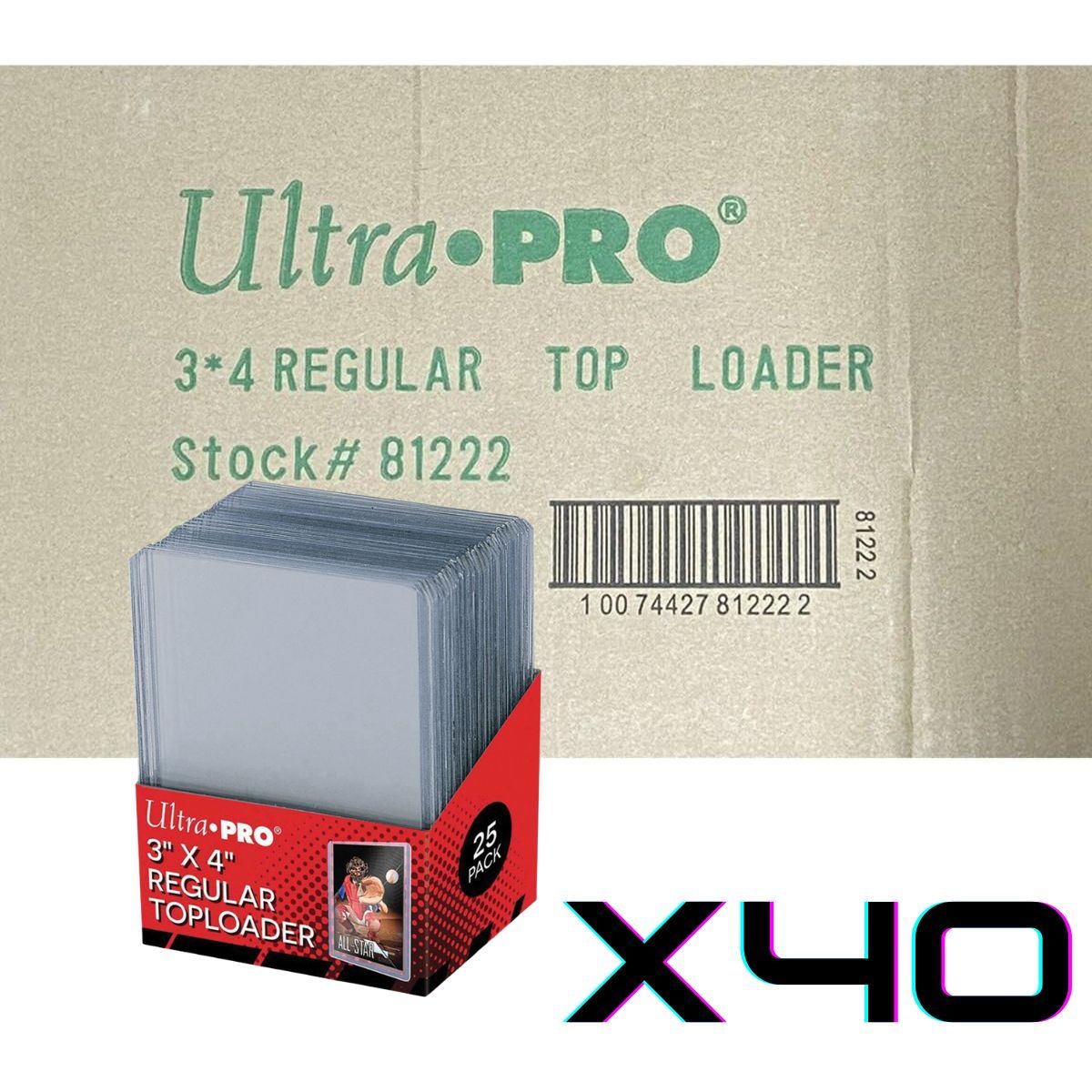Item Lot mit 40 Packungen mit je 25 Toploadern - Ultra Pro - Regular 35 pt Transparent