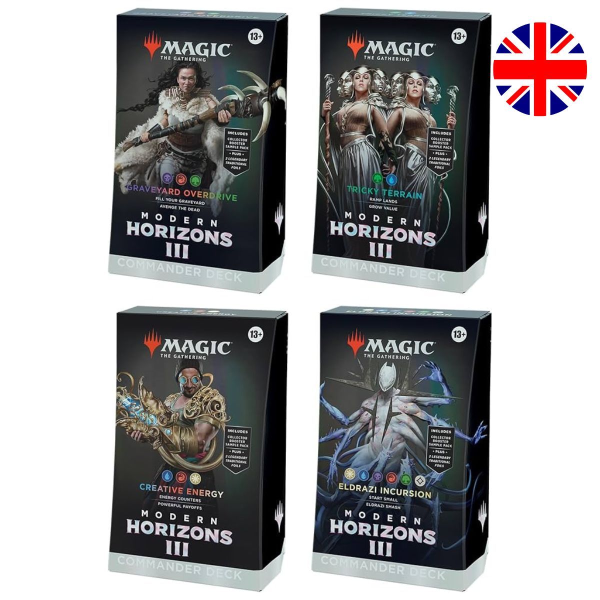 Item Modern Horizons 3 MH3 – EN – Set mit 4 Commander-Decks – Magic the Gathering