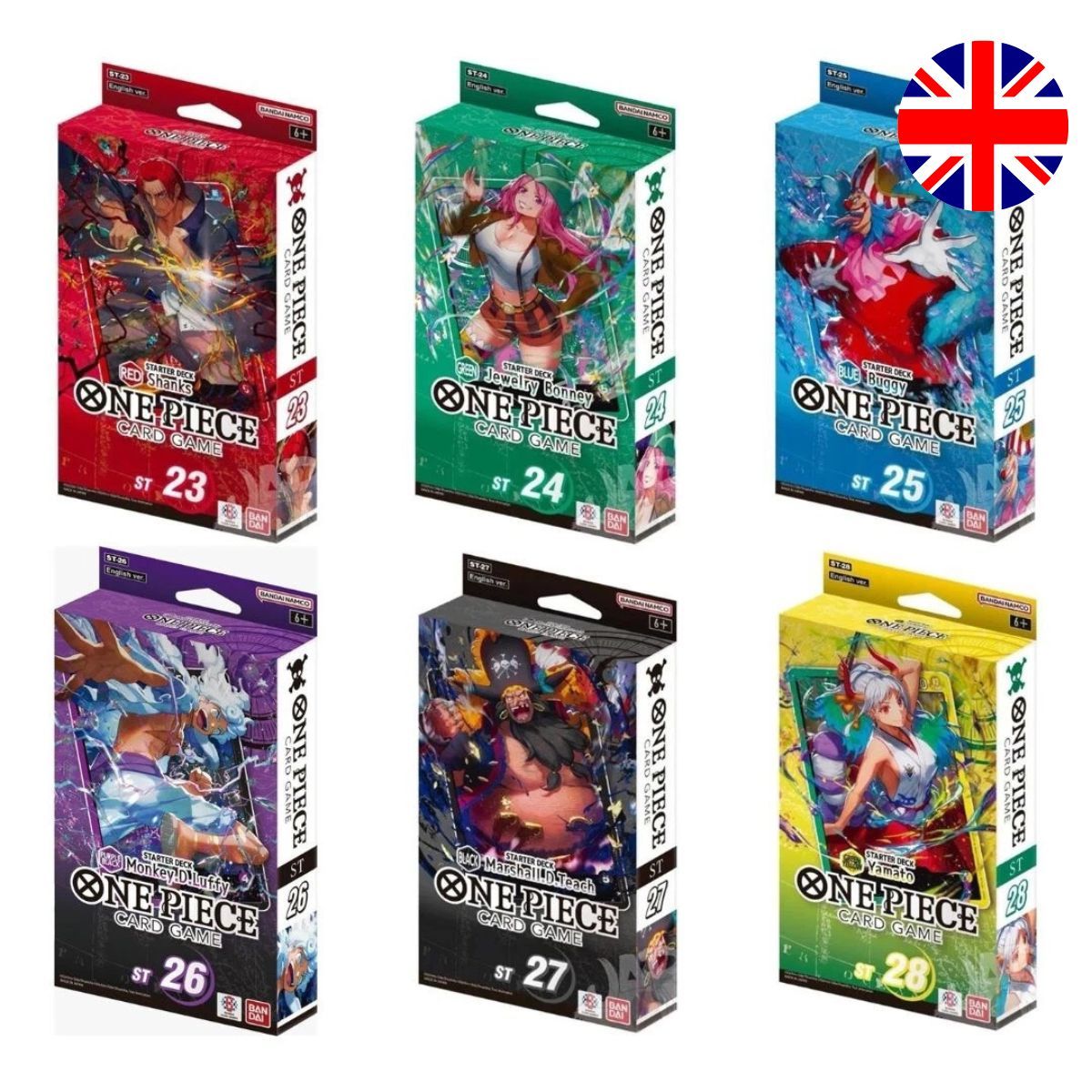 One Piece CG – 6er-Set Decks ST-23 bis ST-28 – EN