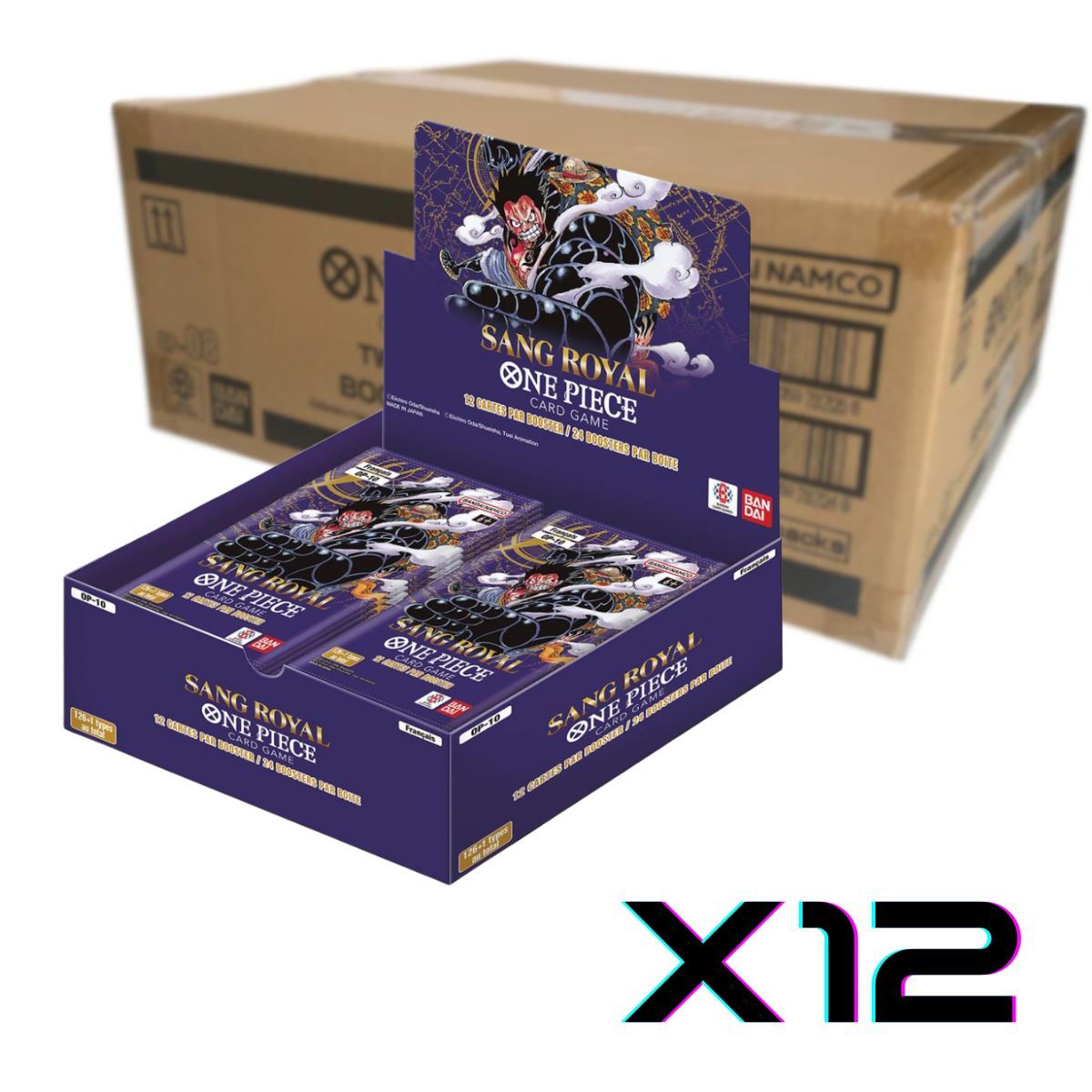 One Piece CG – OP10 – Karton mit 12 Royal Blood Boxen – Karton mit 24 Boostern – FR
