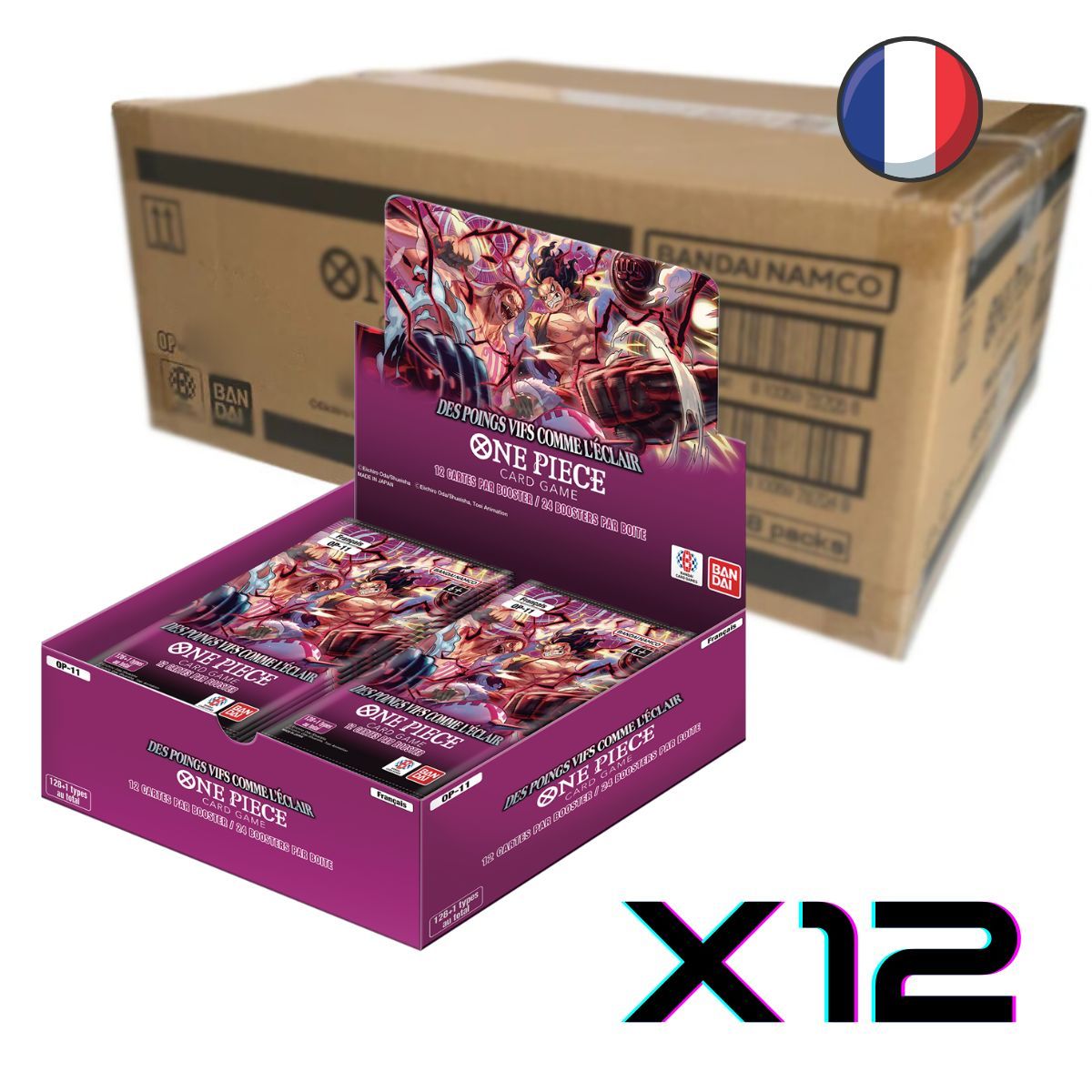 One Piece CG – OP11 – Lightning Fists – 12er-Pack mit 24 Boostern – FR