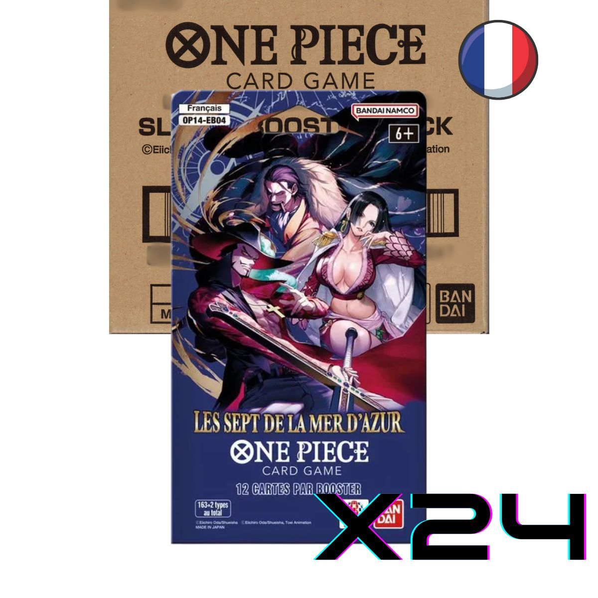 Item One Piece CG – OP14 – Die Sieben des Azurblauen Meeres – Box mit 24 Boostern in Blisterverpackungen – FR