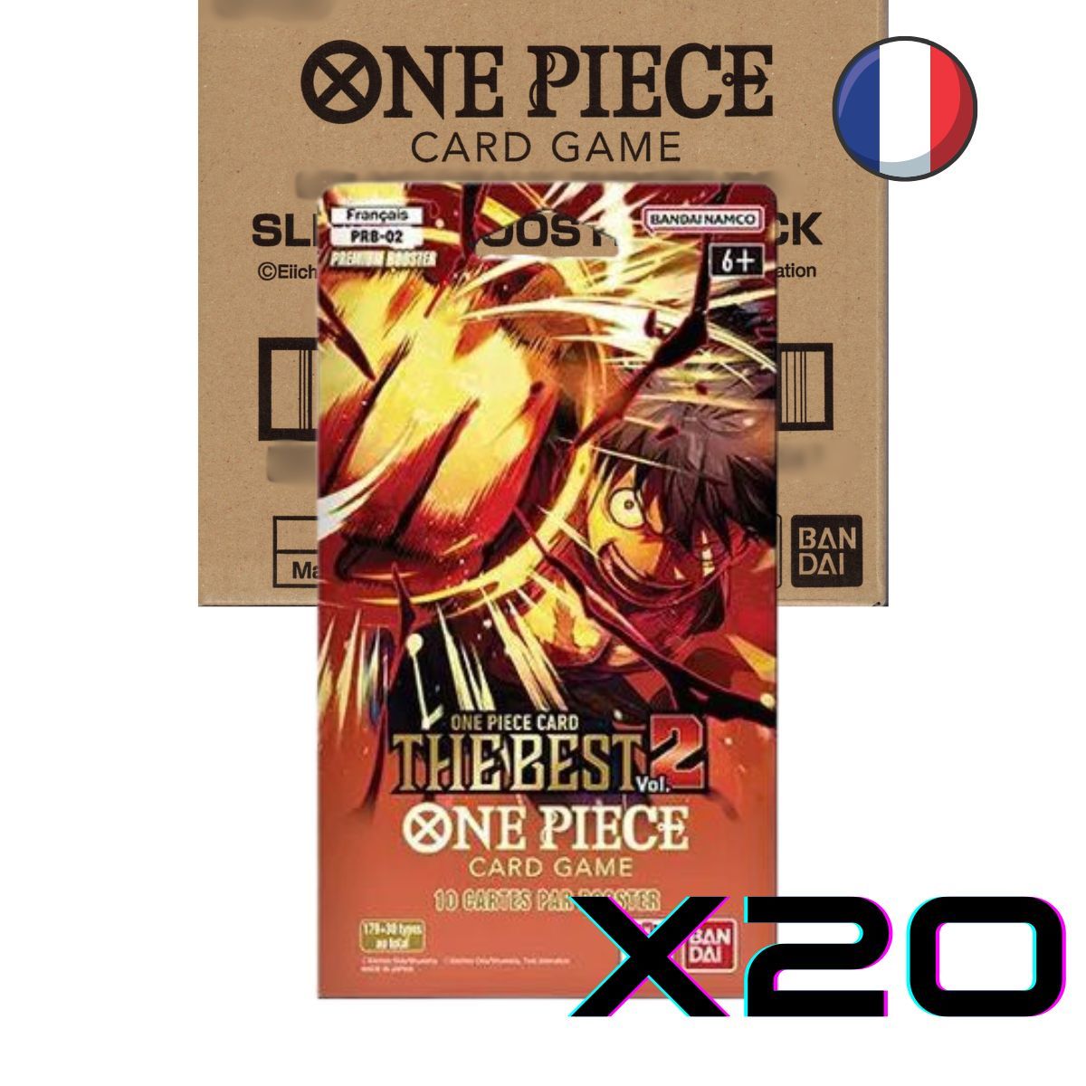 Item One Piece CG – PRB02 – The Best Vol. 2 – Schachtel mit 20 Premium-Boostern in Blistern – FR