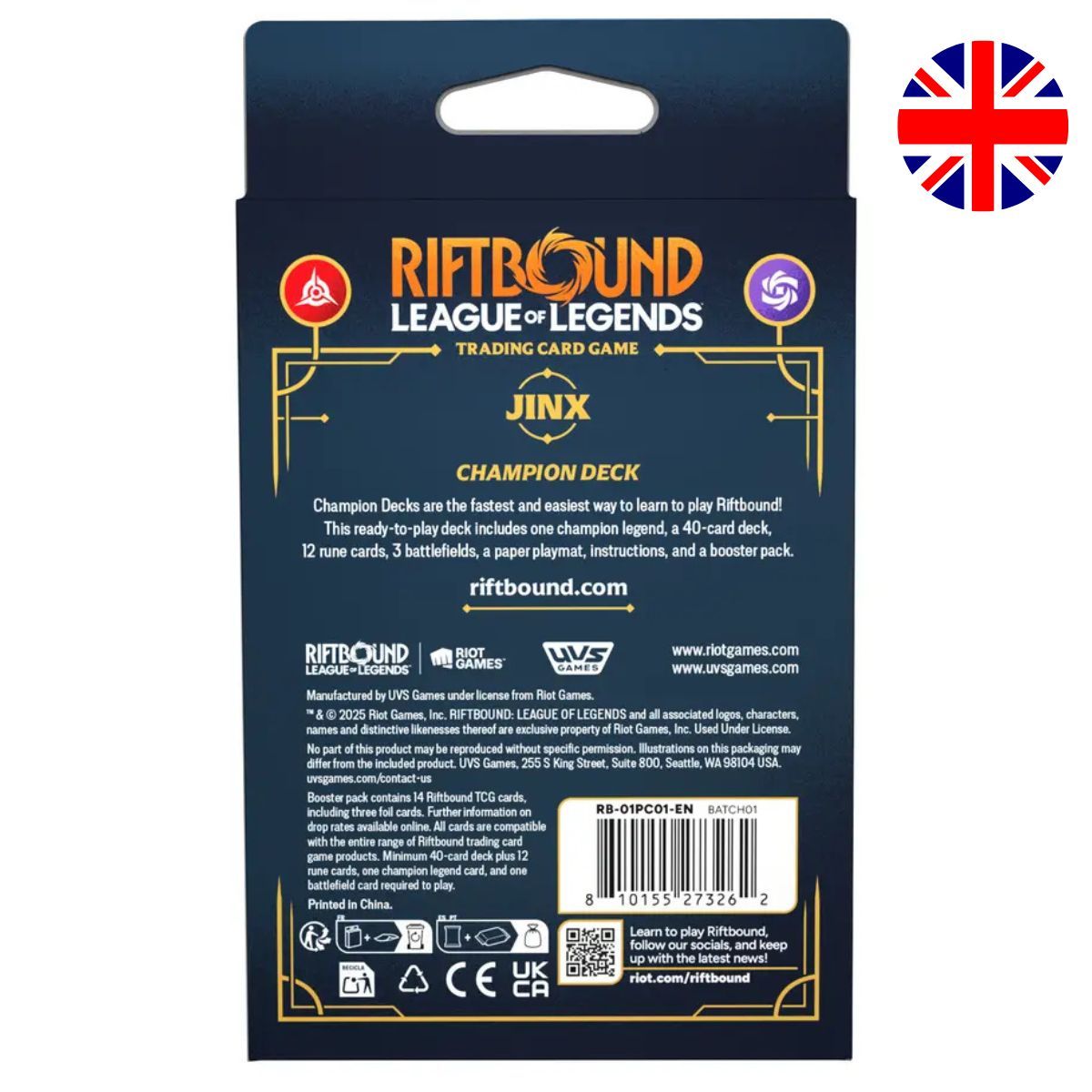Set 1 Ursprünge – Champion Deck – Jinx – EN – Riftbound: LoL TCG