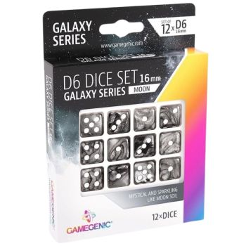 Gamegenic - Galaxy Series -Moon- Set mit 12 Würfeln von 6 - 16 mm