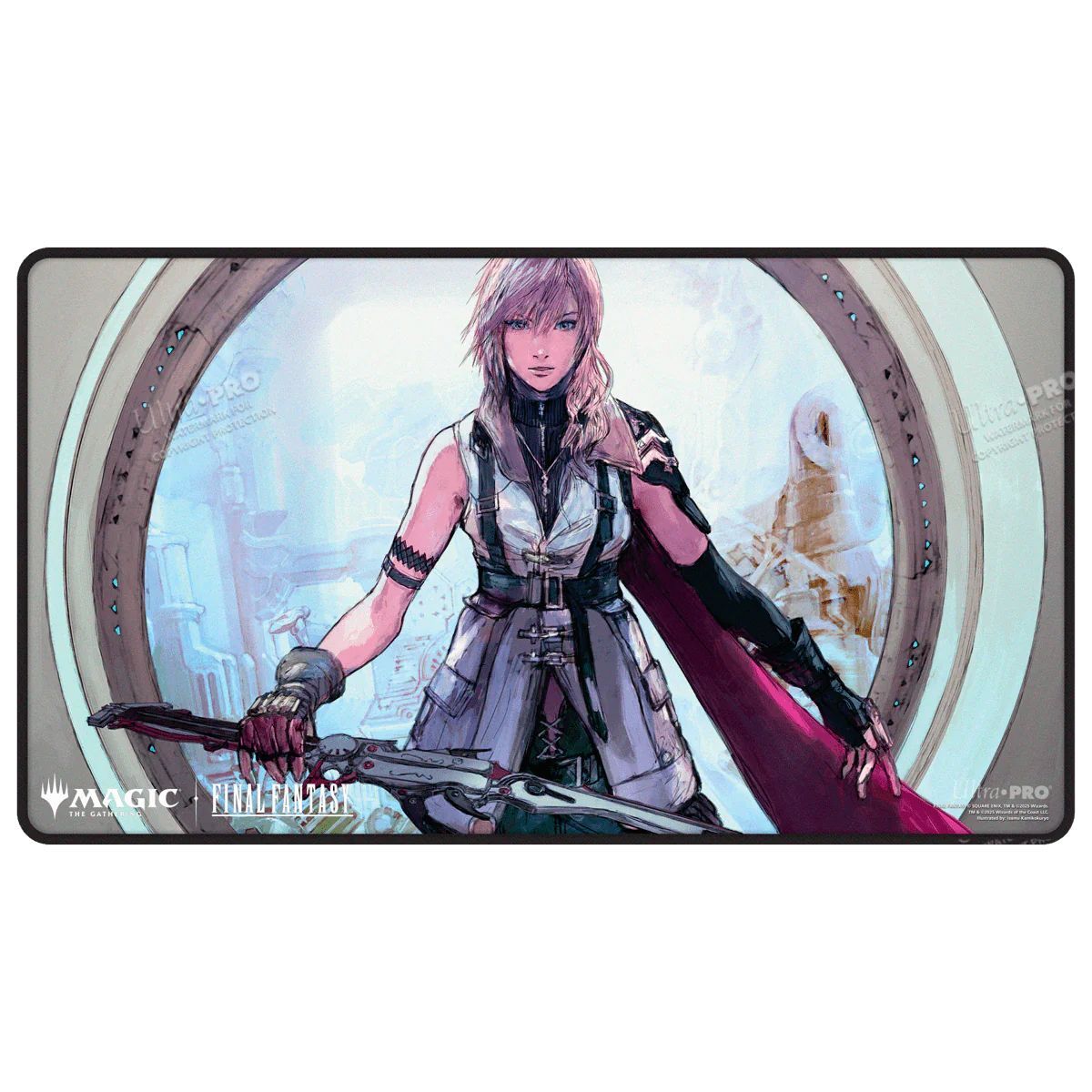 Ultrapro – Magic: The Gathering®—FINAL FANTASY™ Lightning, Army of One – Schwarze Spielmatte mit Nähten
